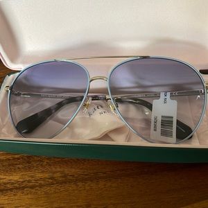 NEW * KATE SPADE 61mm Aviator Blue Womens Sunglasses